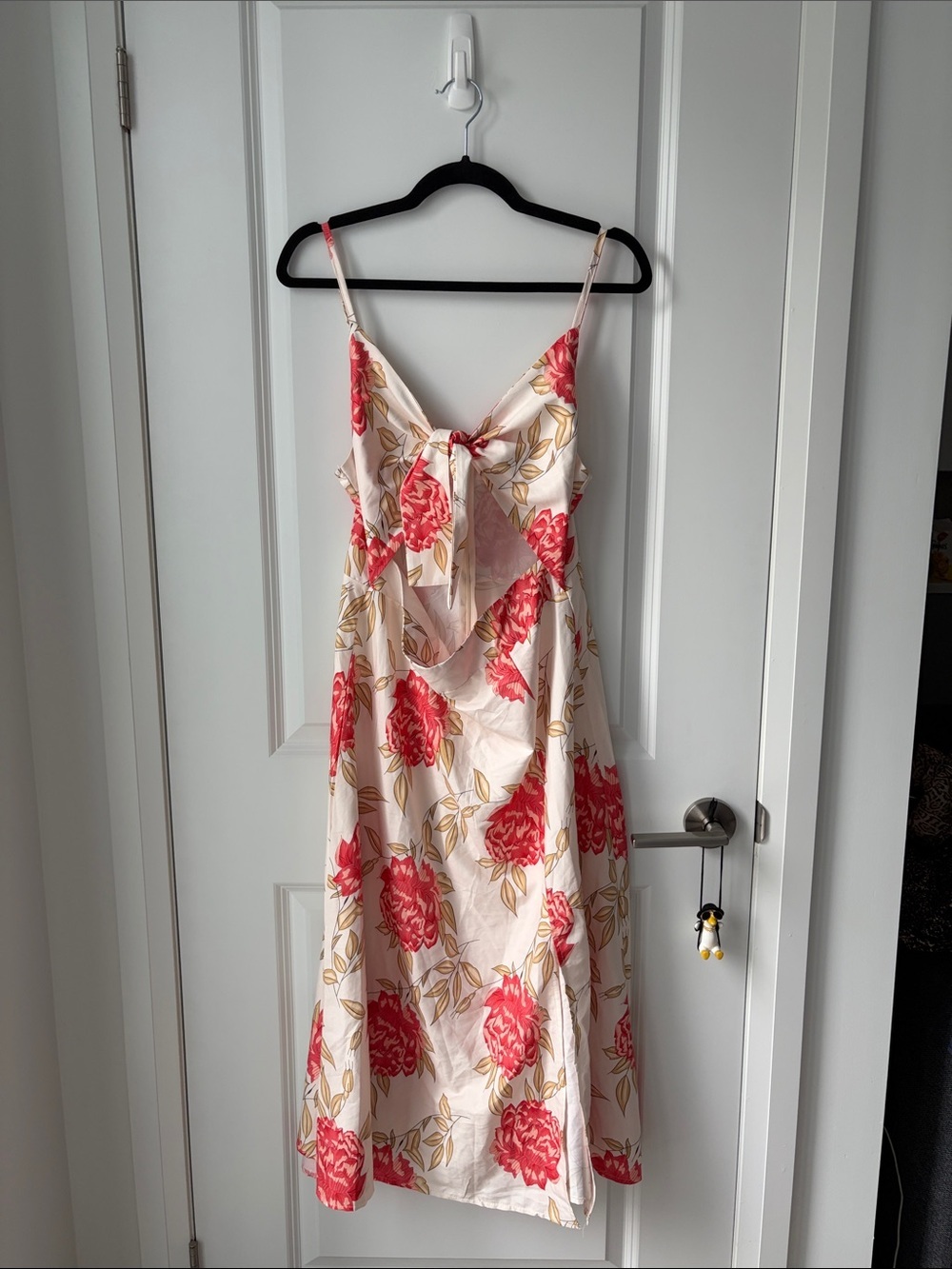 Amazon Tie Front Open Back Floral Slit Beach Dress